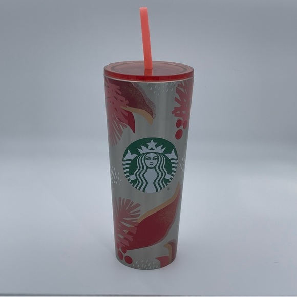 Starbucks Holiday 2021 Stainless Steel Tumbler 24oz Red & Silver With Straw - Picture 11 of 13